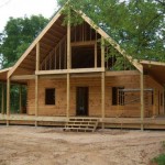 8x6 Round Flat D Logs 2x12 Rafters Gable Stick Framed