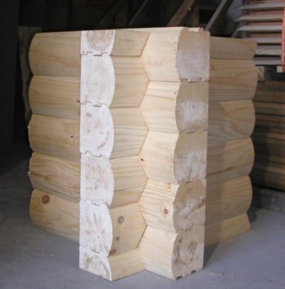 8×8 Round Flat D Logs Saddle Notch Corne