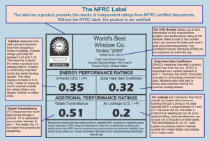 A sample NFRC label with descriptions